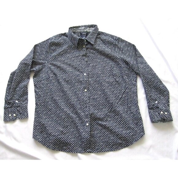 Women's Chaps No Iron Polka Dot Front Button Long Sleeve Shirt Size 1X (WB95) - Picture 1 of 9